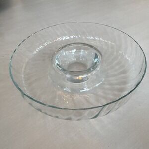 VINTAGE BROCK CRYSTAL CUT GLASS CHIP & DIP VEGGIE SERVING BOWL ( ONE PIECE)